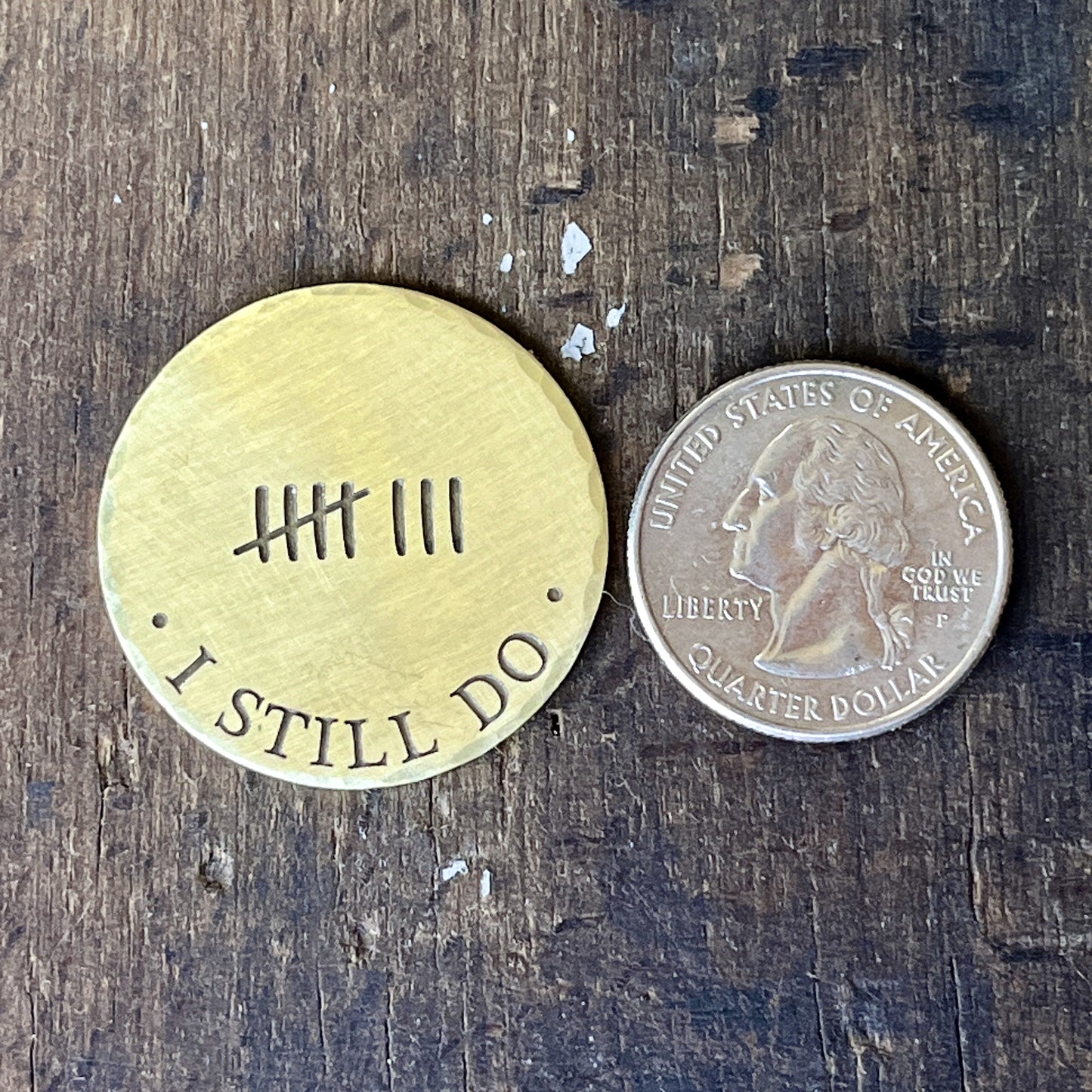 8th Brass Anniversary Gift for Him – Personalized Tally Marks Commemorative Coin for Eighth Wedding Anniversary