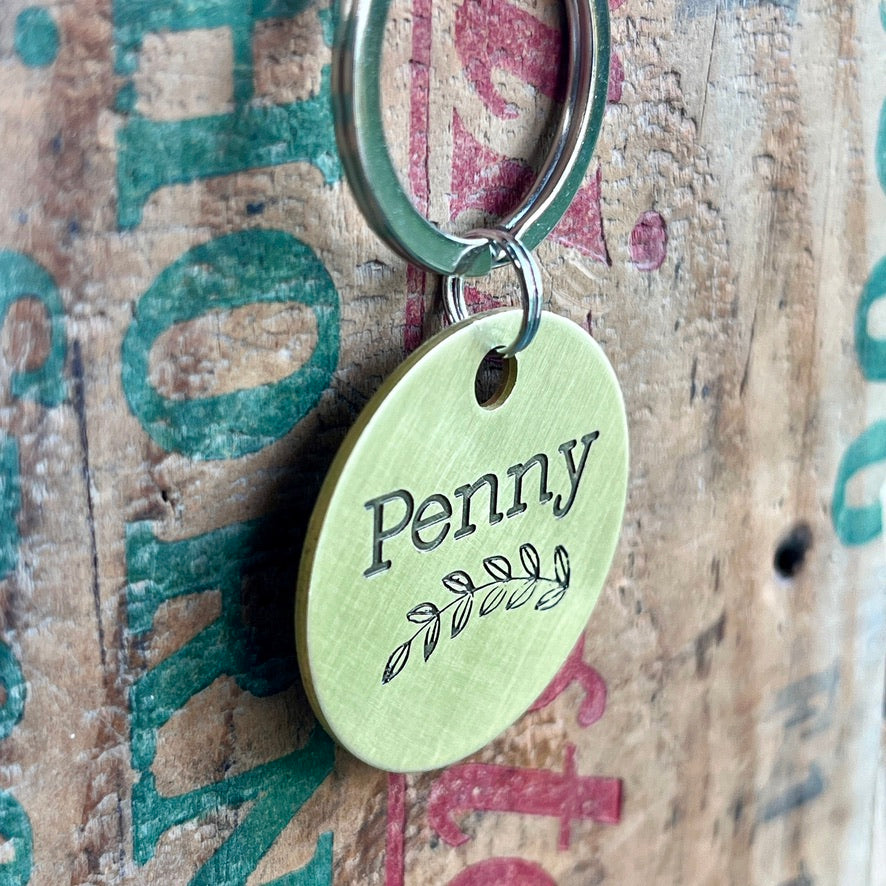 Dog Tag with Floral Design