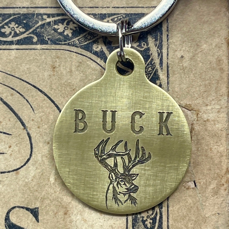 Medium Dog Tag with Deer Head Design