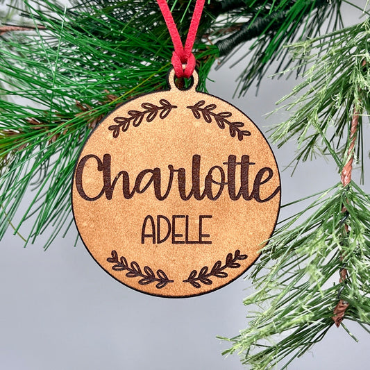 Name Ornament - Baby's First Christmas - Custom Leather Ornament - Personalized Christmas Ornaments