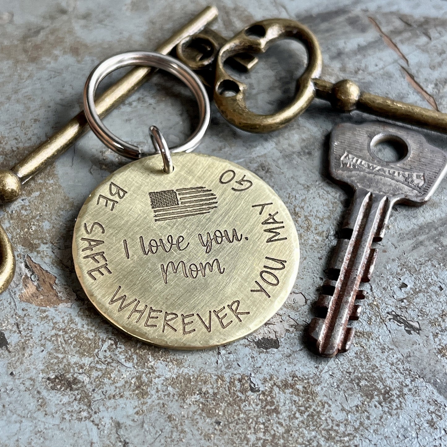 - Long Distance Military Deployment Gift - Personalized Custom Keychain for Army, Navy, Air Force, Marines, First Responder