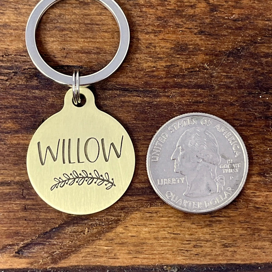 Medium Dog Tag with Flower Branch Design