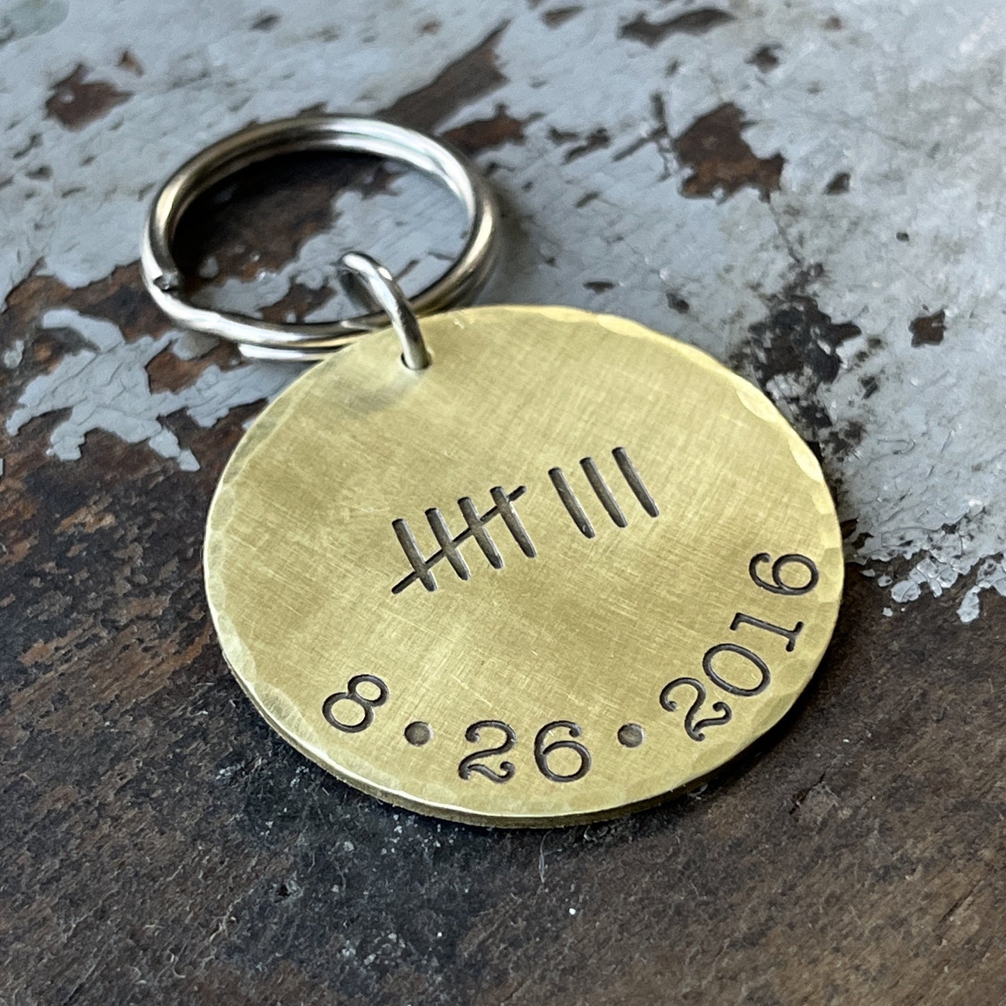 Anniversary Date Tally Marks Keychain - Personalized Keychain for Him - Couples Gift