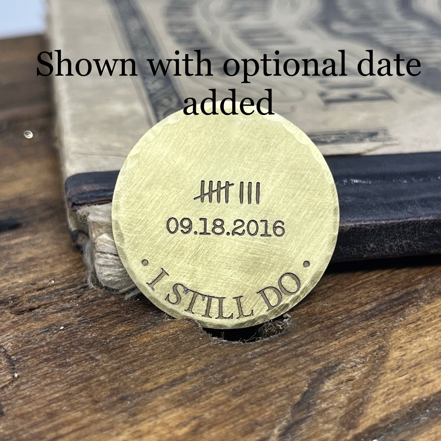 8th Brass Anniversary Gift for Him – Personalized Tally Marks Commemorative Coin for Eighth Wedding Anniversary