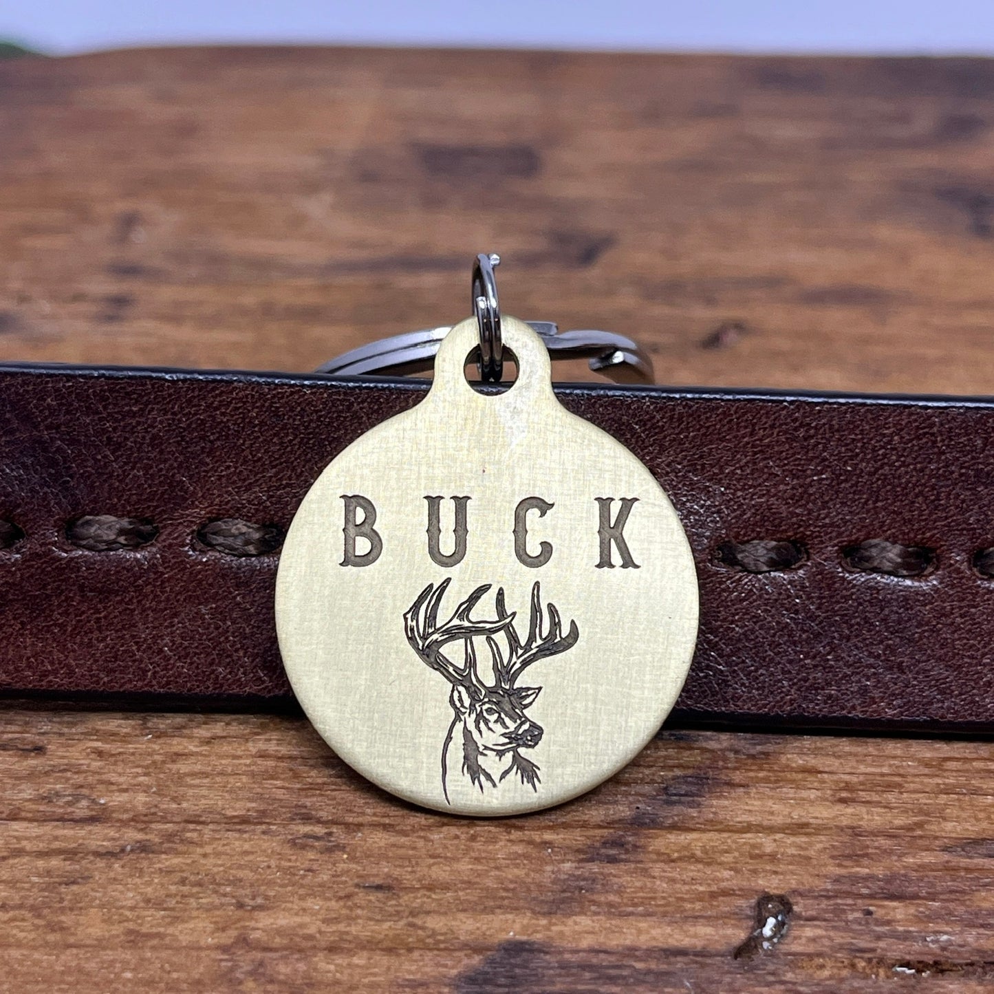 Medium Dog Tag with Deer Head Design