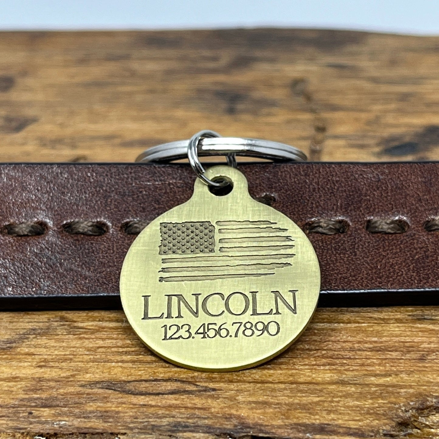 Medium Dog Tag with Flag Design