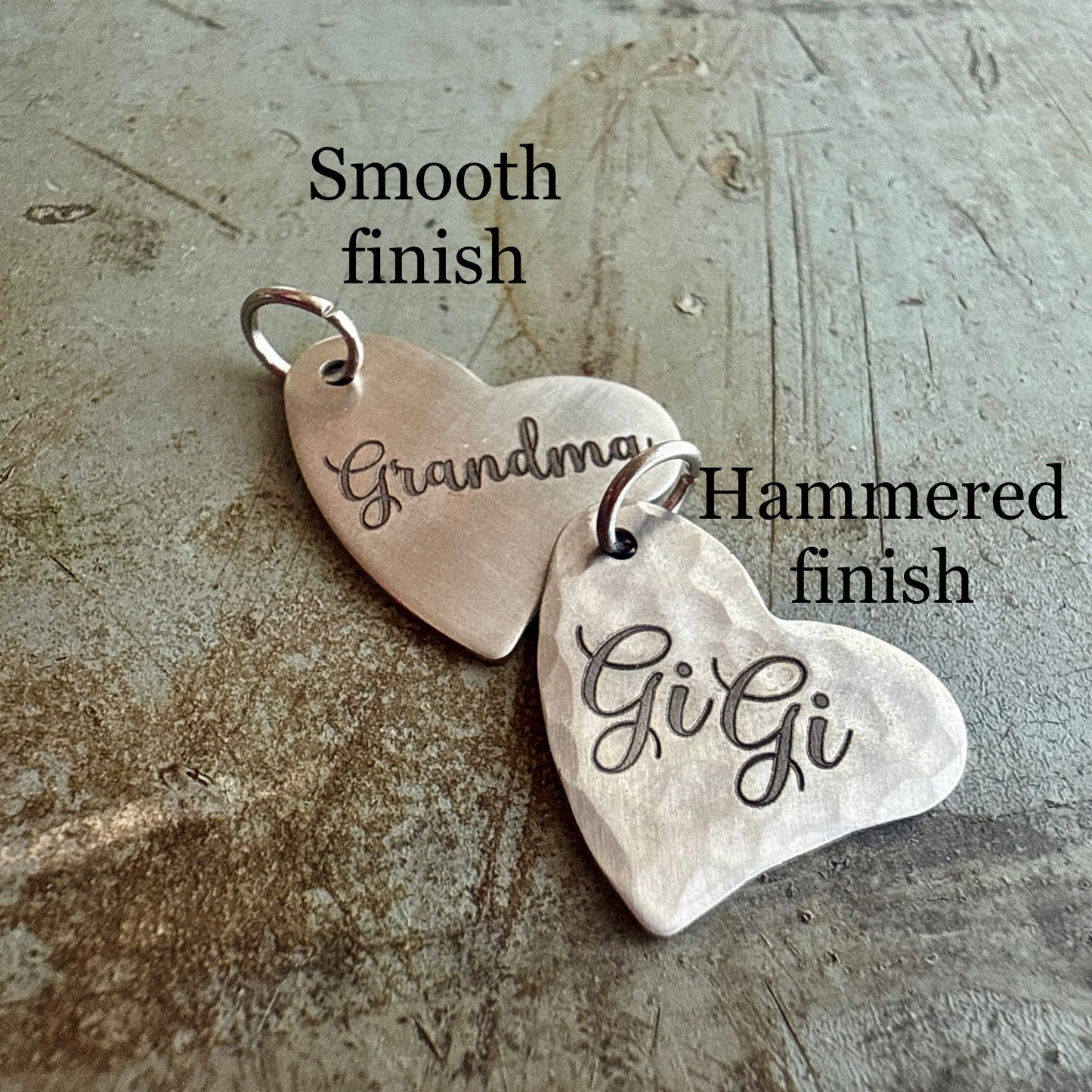 Grandma Heart Charm - Custom Engraved Silver GiGi Charms for Bracelets & Necklaces - No Tarnish Jewelry