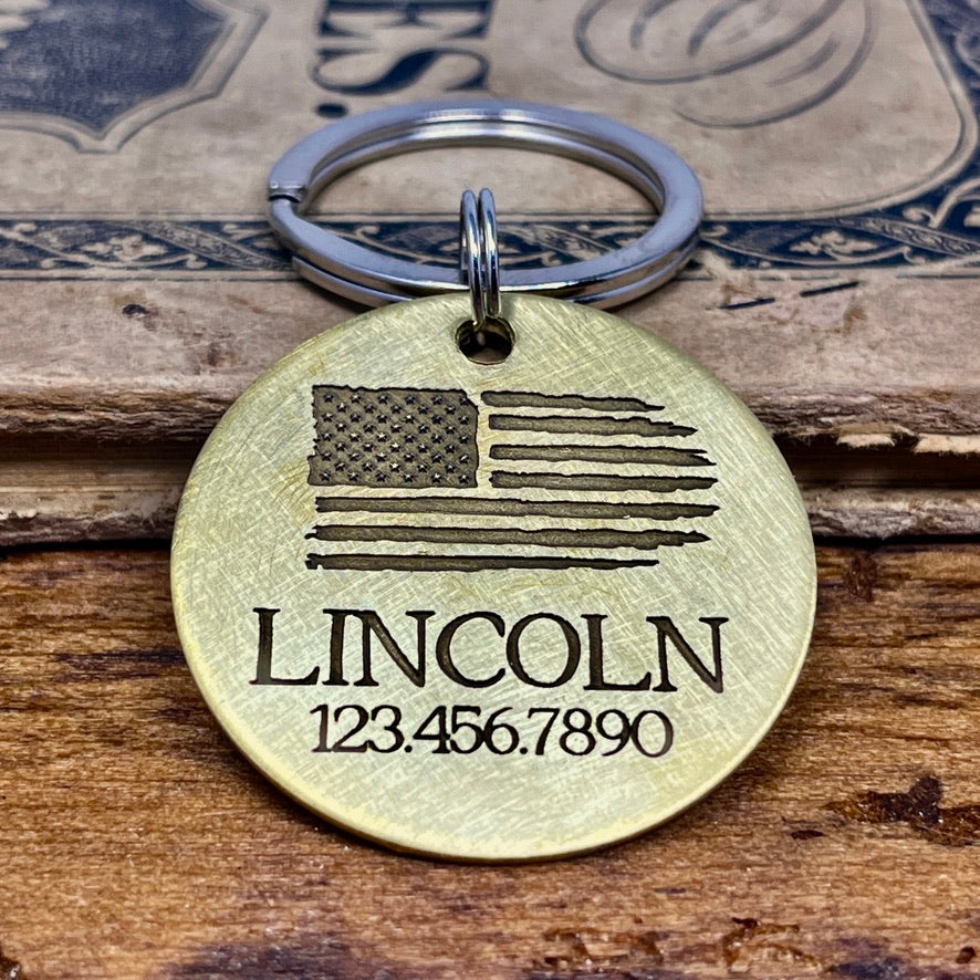 Patriotic Dog Tag with Flag Design