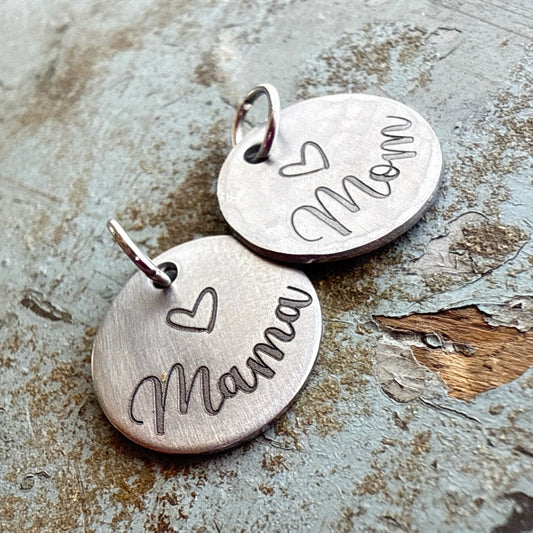 Mom Charm - Stainless Steel No Tarnish - Custom Engraved Charms for Mother