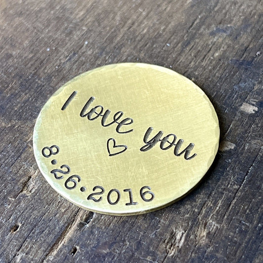 Sentimental Gift for Him – I Love You Token - Personalized Coin for Anniversary