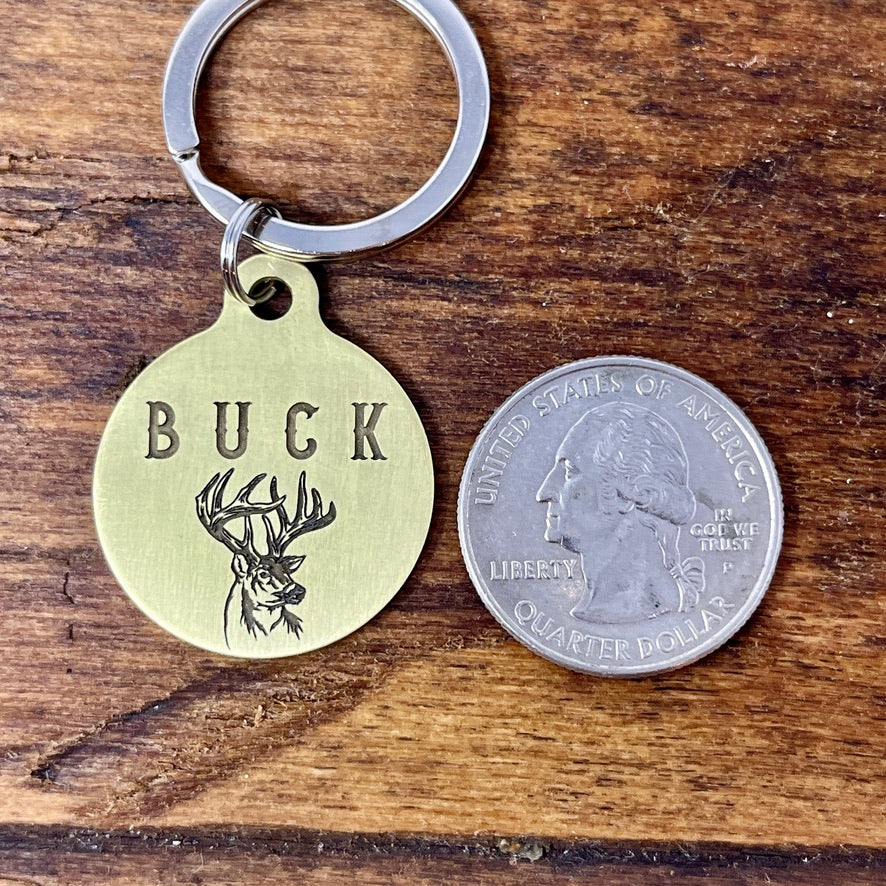 Medium Dog Tag with Deer Head Design