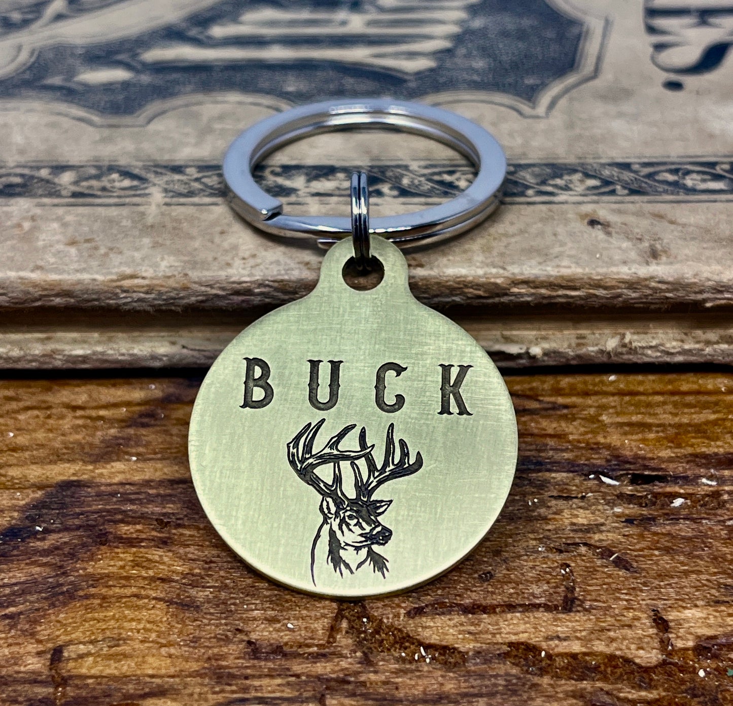 Medium Dog Tag with Deer Head Design