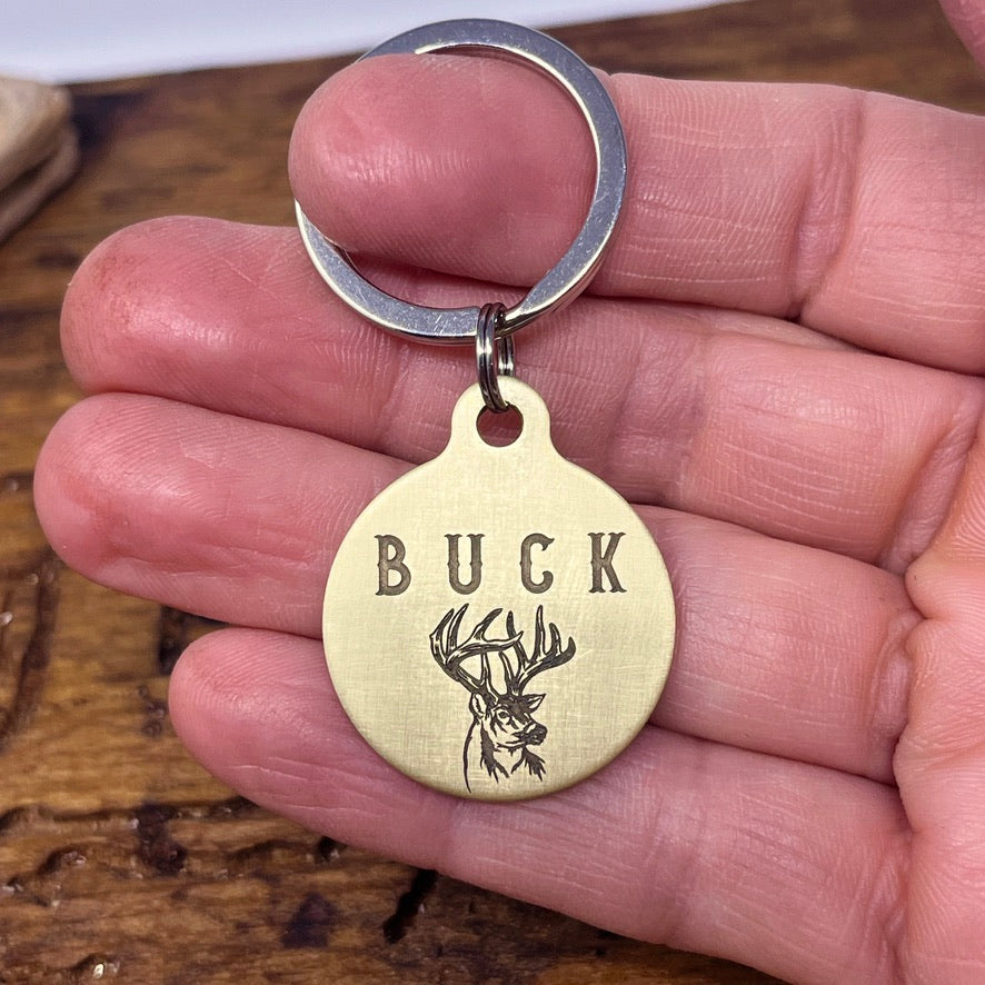 Medium Dog Tag with Deer Head Design