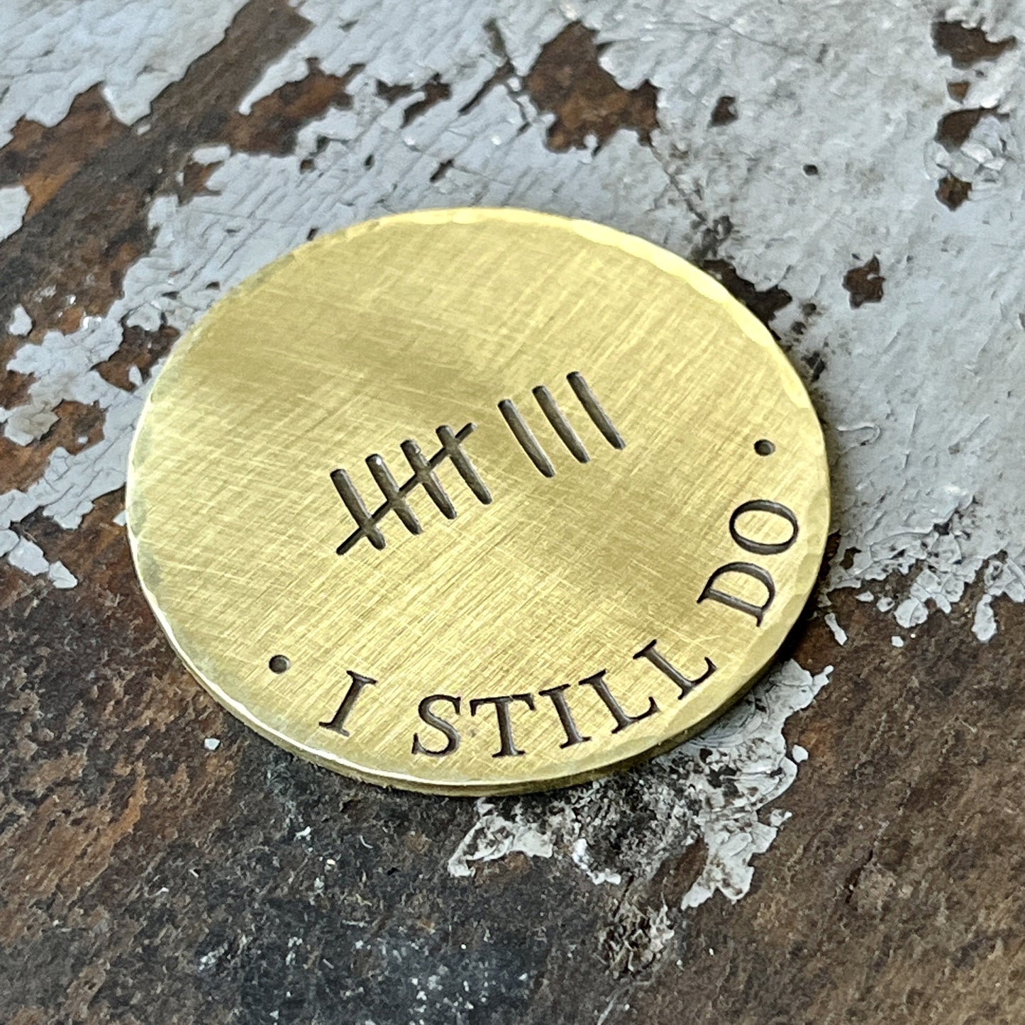 8th Brass Anniversary Gift for Him – Personalized Tally Marks Commemorative Coin for Eighth Wedding Anniversary