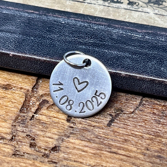 Wedding Date Charm - Stainless Steel No Tarnish - Custom Engraved Date Charms