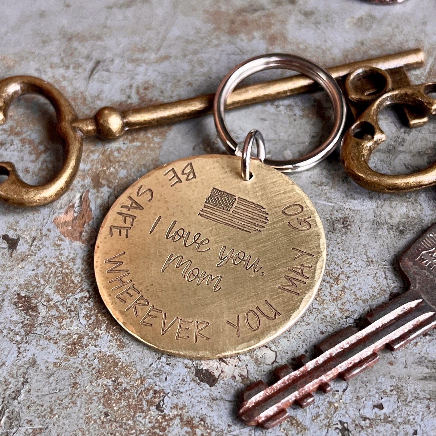 - Long Distance Military Deployment Gift - Personalized Custom Keychain for Army, Navy, Air Force, Marines, First Responder