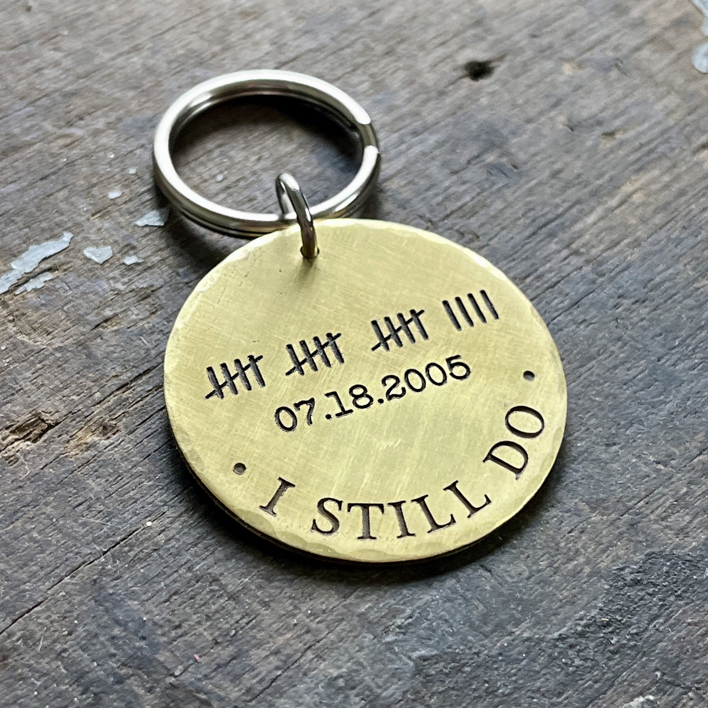 Tally Marks Keychain - I Still Do Anniversary Gift - Solid Brass Personalized Keychain for Him