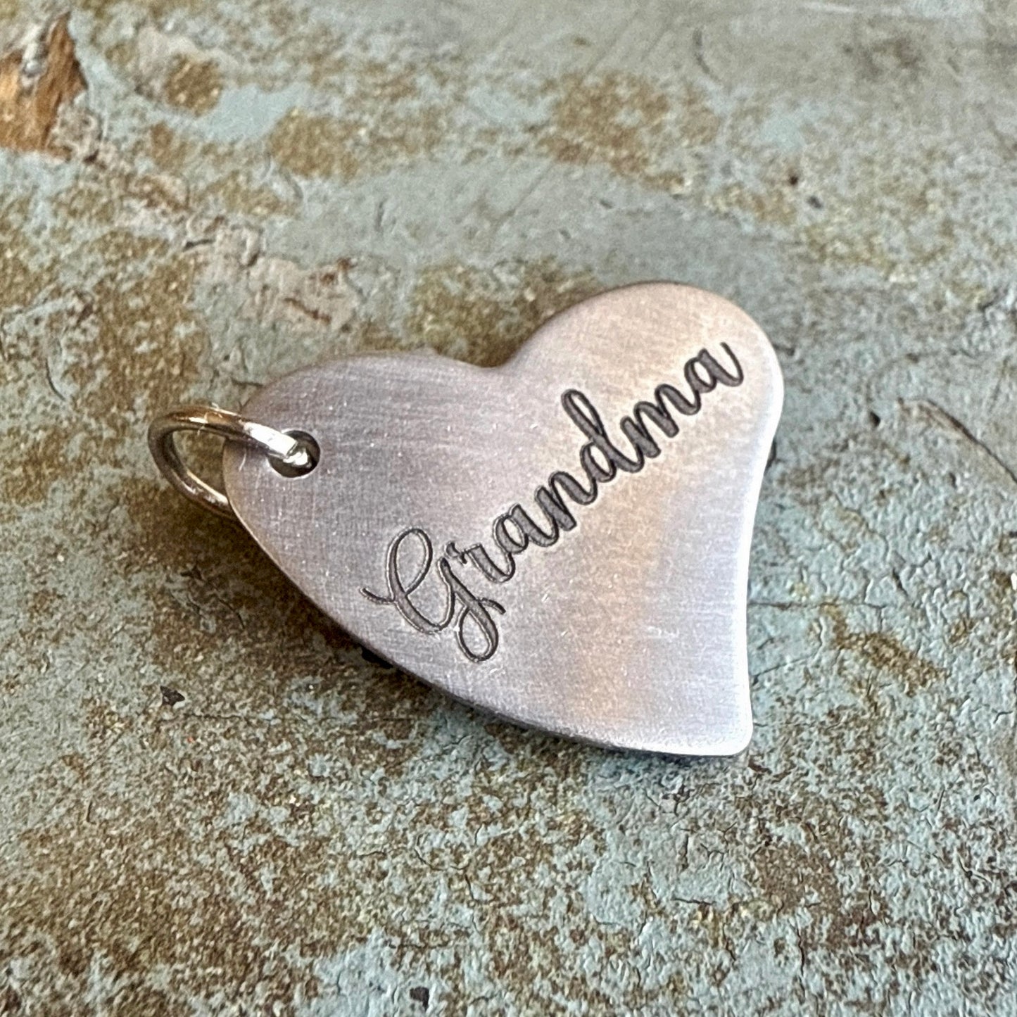 Grandma Heart Charm - Custom Engraved Silver GiGi Charms for Bracelets & Necklaces - No Tarnish Jewelry