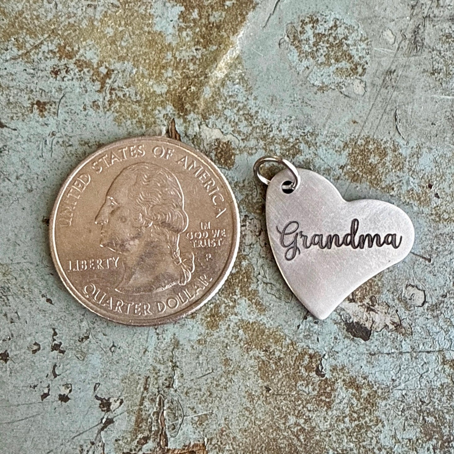 Grandma Heart Charm - Custom Engraved Silver GiGi Charms for Bracelets & Necklaces - No Tarnish Jewelry