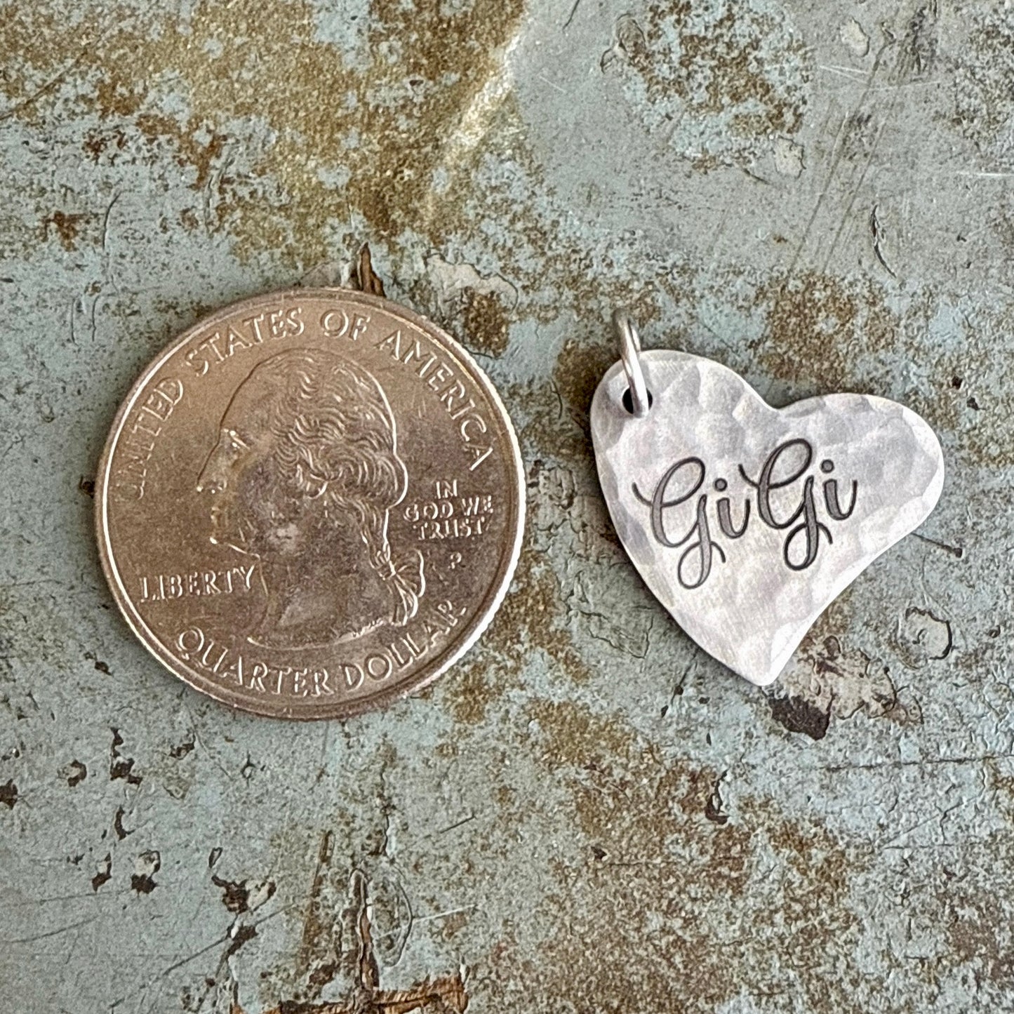 Grandma Heart Charm - Custom Engraved Silver GiGi Charms for Bracelets & Necklaces - No Tarnish Jewelry