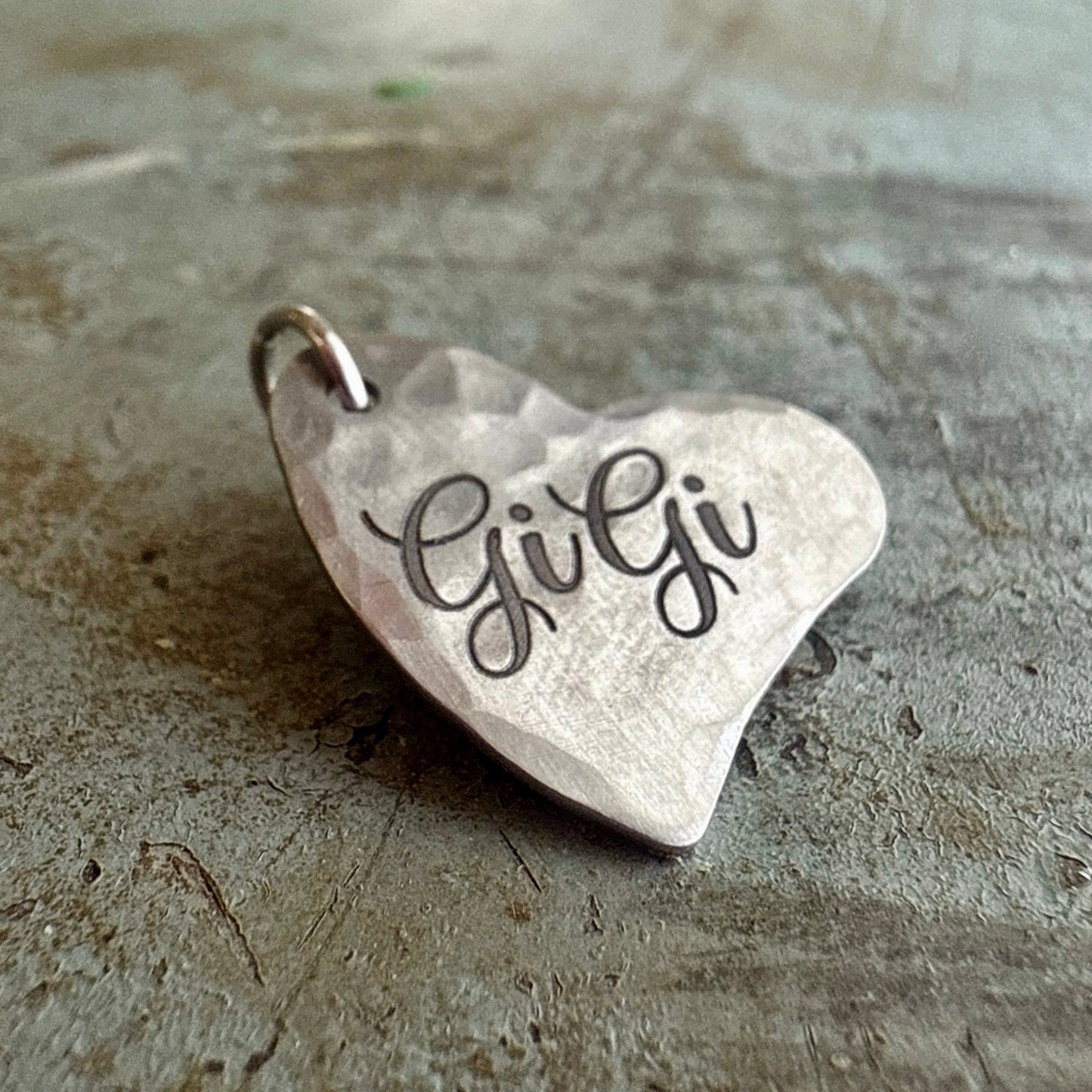 Grandma Heart Charm - Custom Engraved Silver GiGi Charms for Bracelets & Necklaces - No Tarnish Jewelry