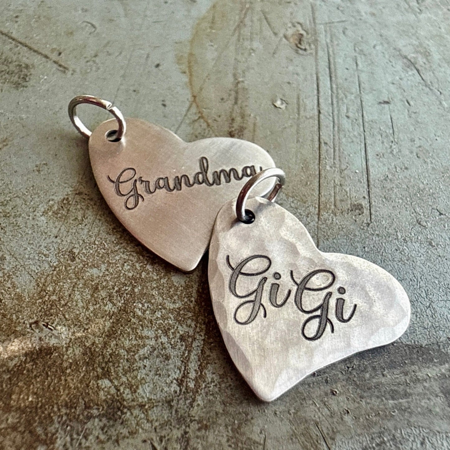 Grandma Heart Charm - Custom Engraved Silver GiGi Charms for Bracelets & Necklaces - No Tarnish Jewelry